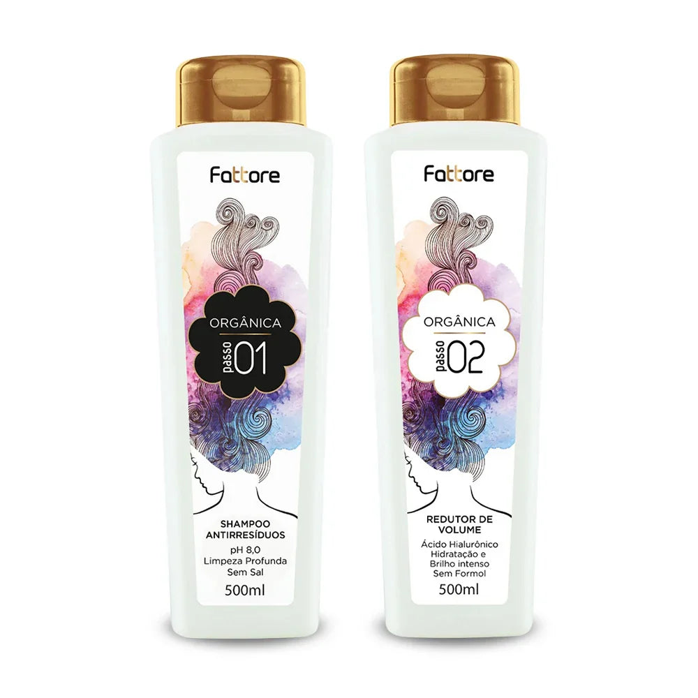 Fattore Kit Escova Orgânica 500ml Shampoo e Redutor de Volume