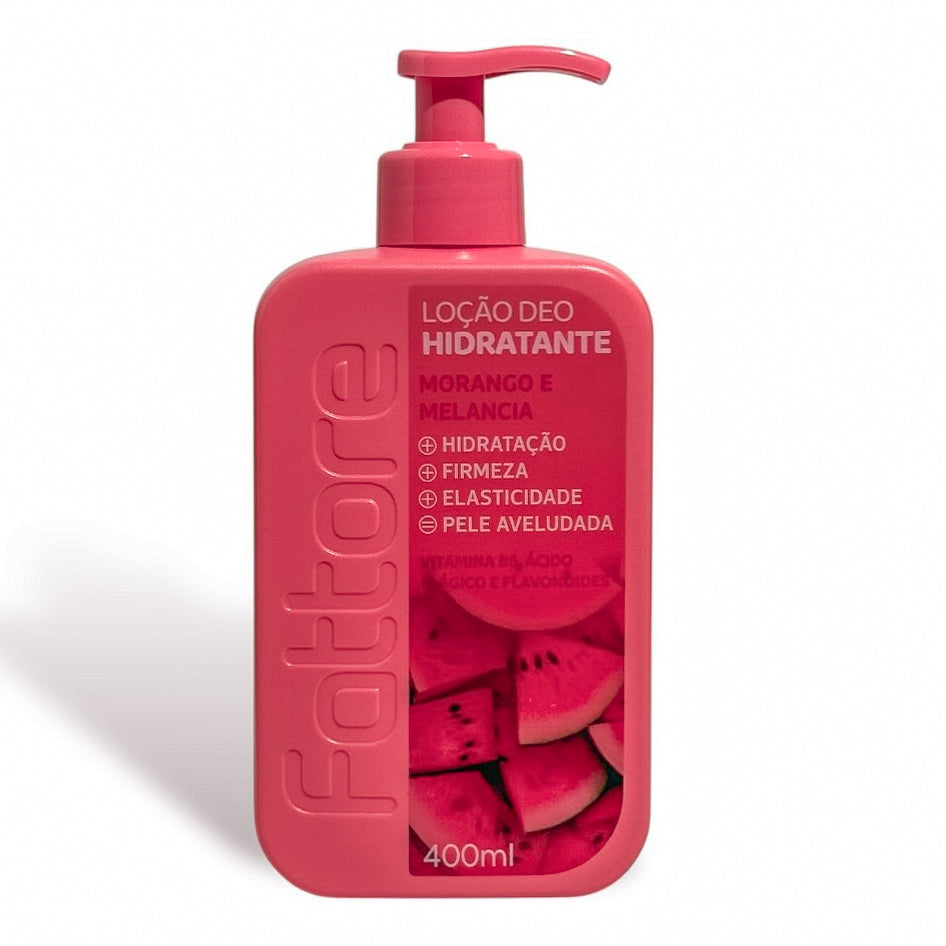 Fattore Loção Deo Hidratante Morango e Melancia 400ml – Hidratação e Maciez