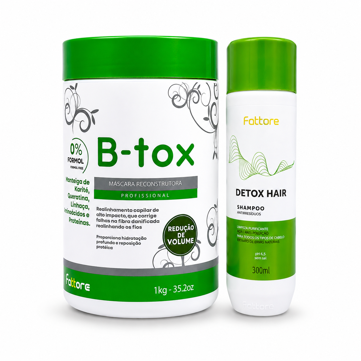 KIT Botox Capilar Shampoo 300ml + Máscara Reconstrutora 1KG - Sem