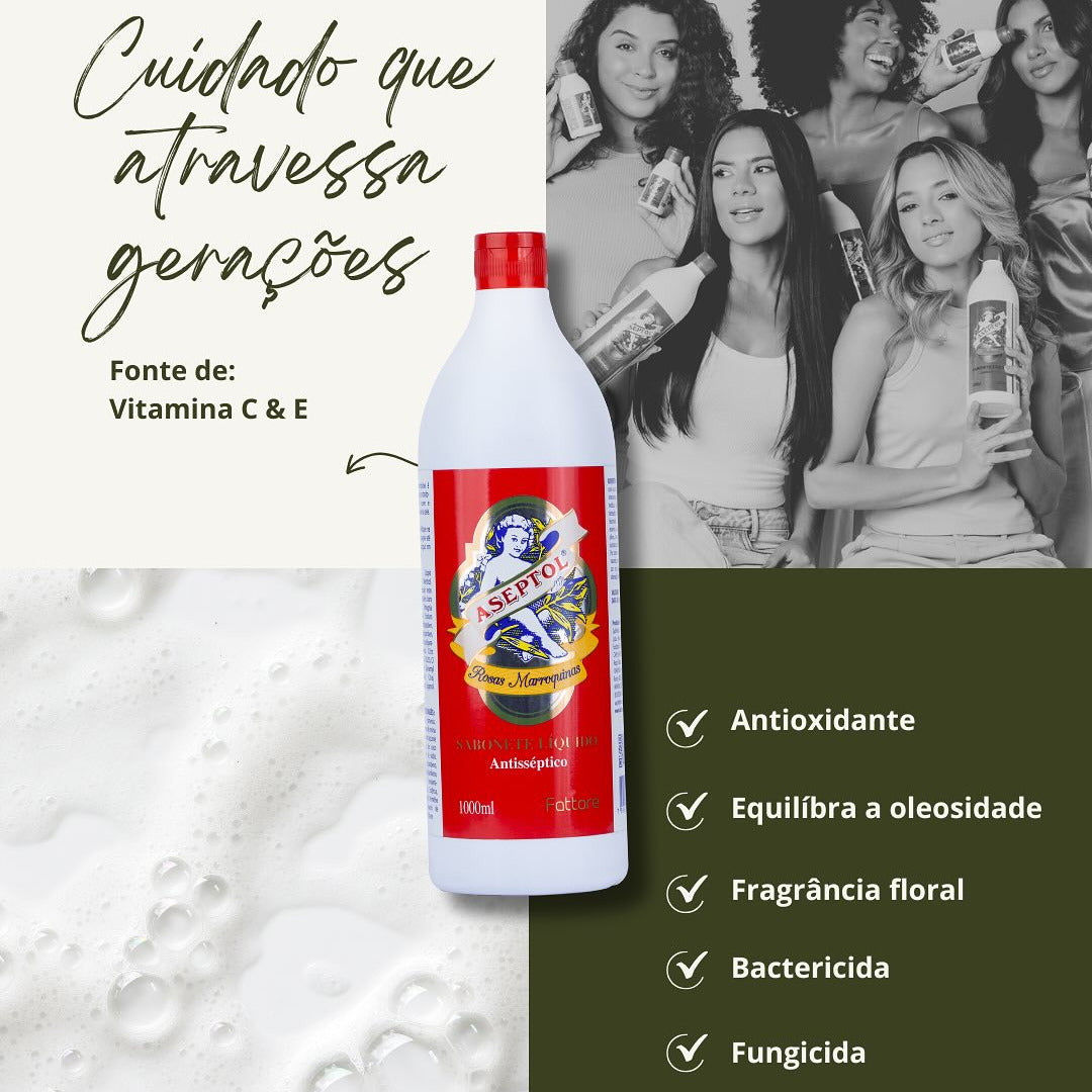 Aseptol Sabonete Antisséptico Rosas Marroquinas 1 Litro