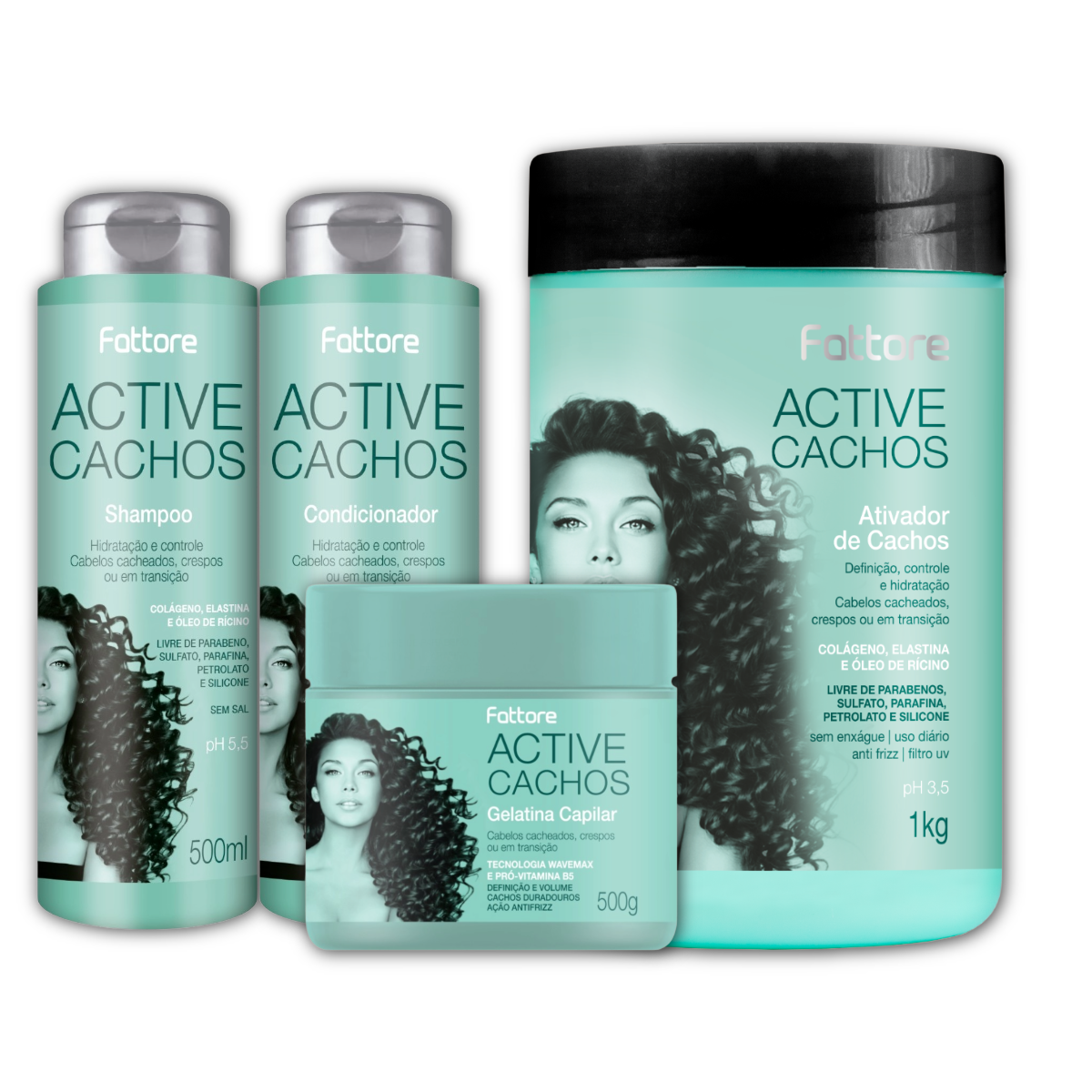 Kit Fattore Active Cachos - Hidratação e Definição Sem Frizz