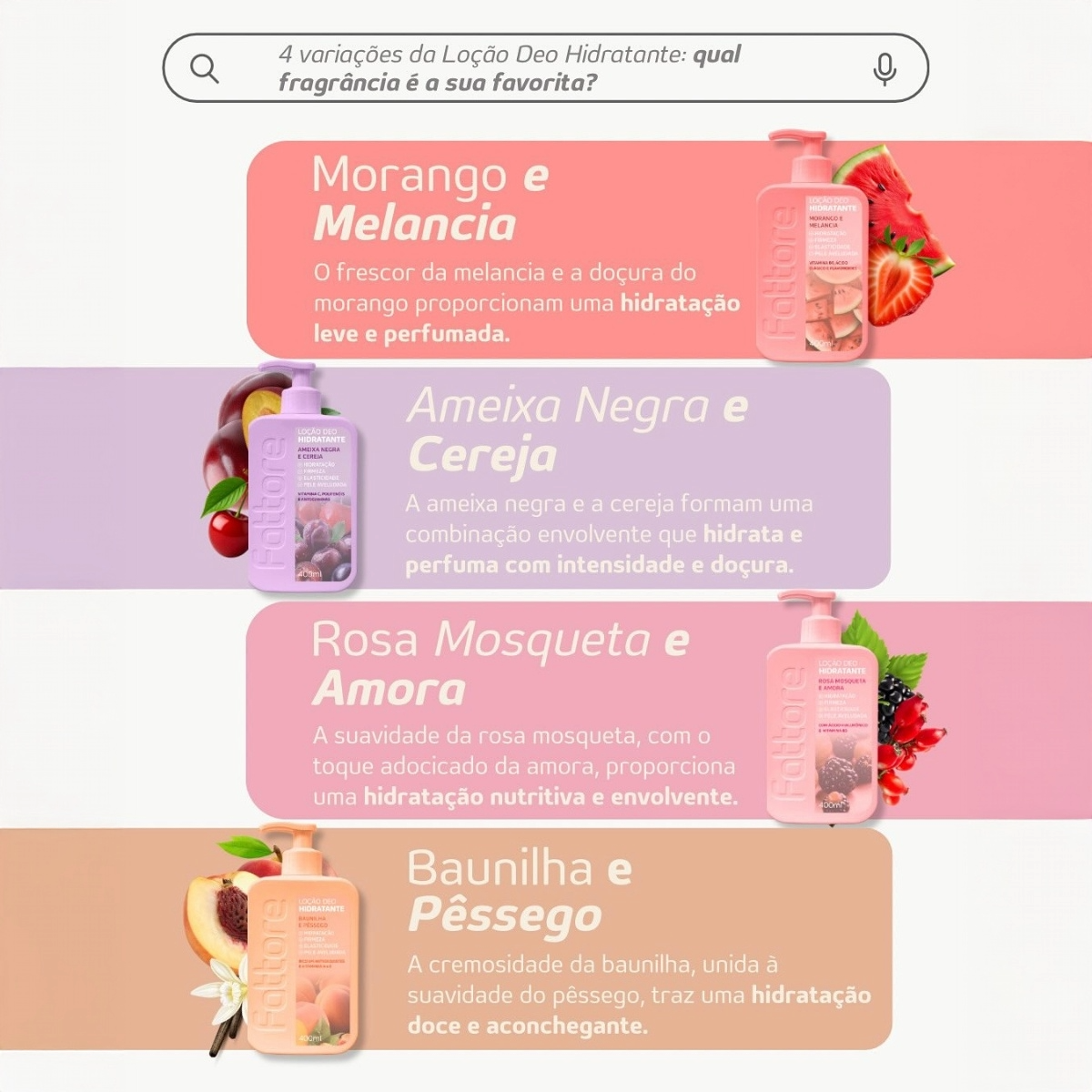 Fattore Loção Deo Hidratante Morango e Melancia 400ml – Hidratação e Maciez