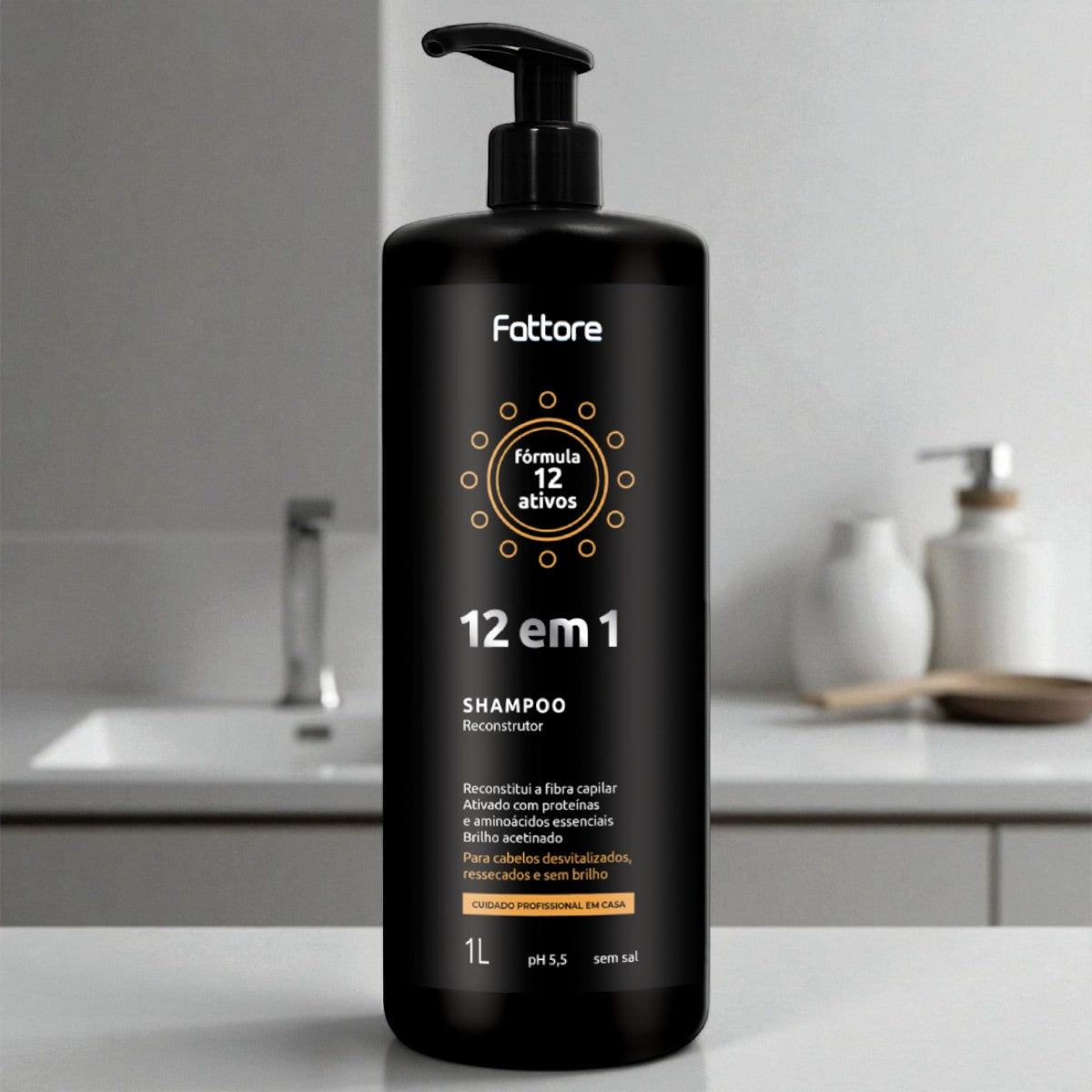 Fattore Shampoo Reconstrutor 12 em 1 Reconstrução Profunda – 1 Litro