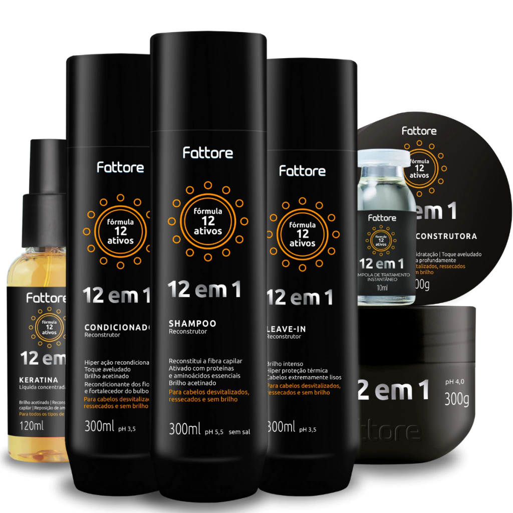 Kit Completo 12 em 1 Fattore – Tratamento Profissional 6 passos