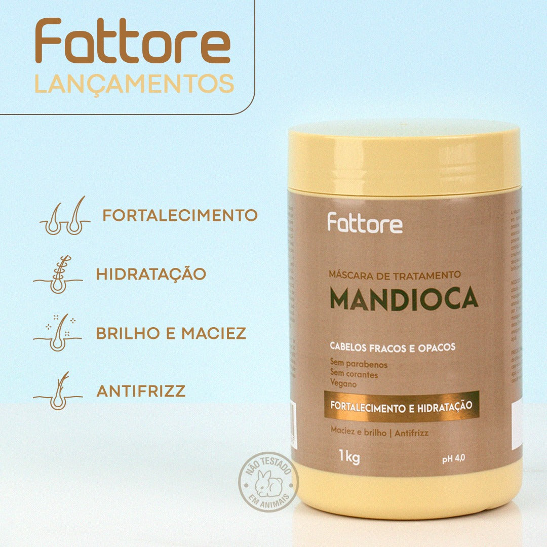 Fattore Máscara de Tratamento Mandioca 1KG – Fortalecimento e Hidratação
