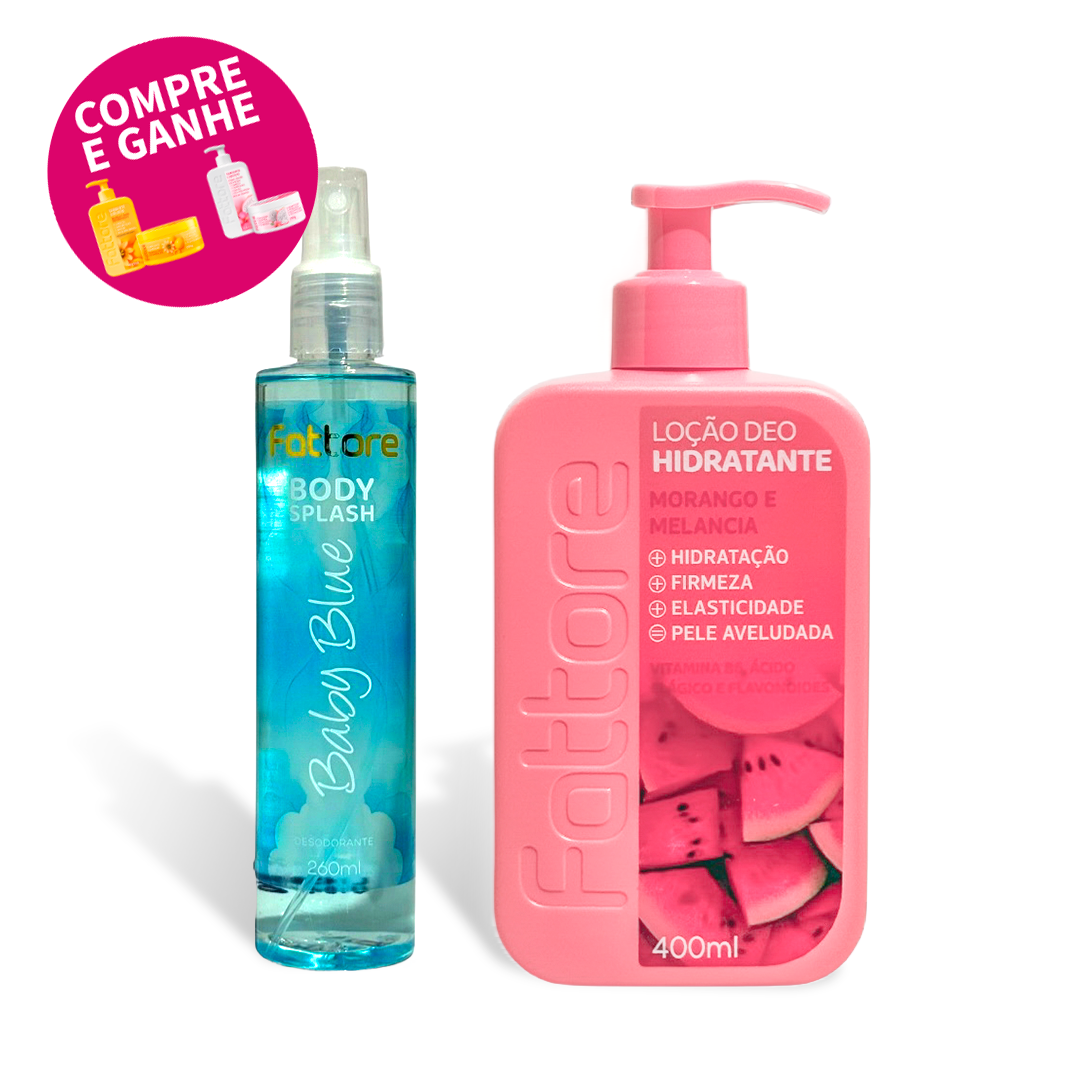 Kit Body Splash Baby Blue + Hidratante Morango e Melancia – Hidratação e Perfume Refrescante