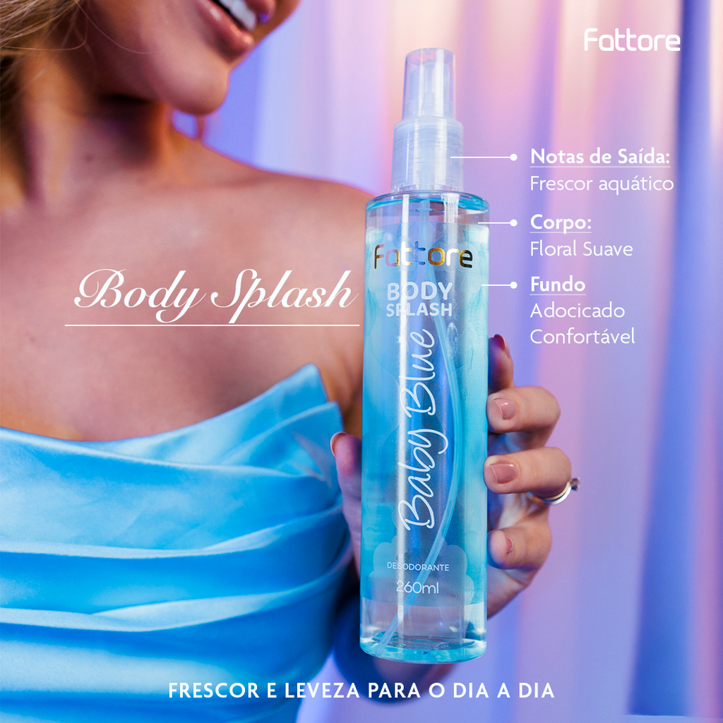 Body Splash Fattore Baby Blue 260ml – Suave e Refrescante