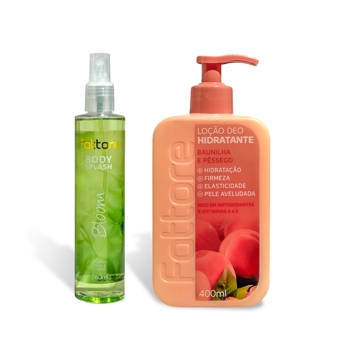 Kit Body Splash Bloom + Hidratante Baunilha e Pêssego – Hidratação e Perfume Envolvente