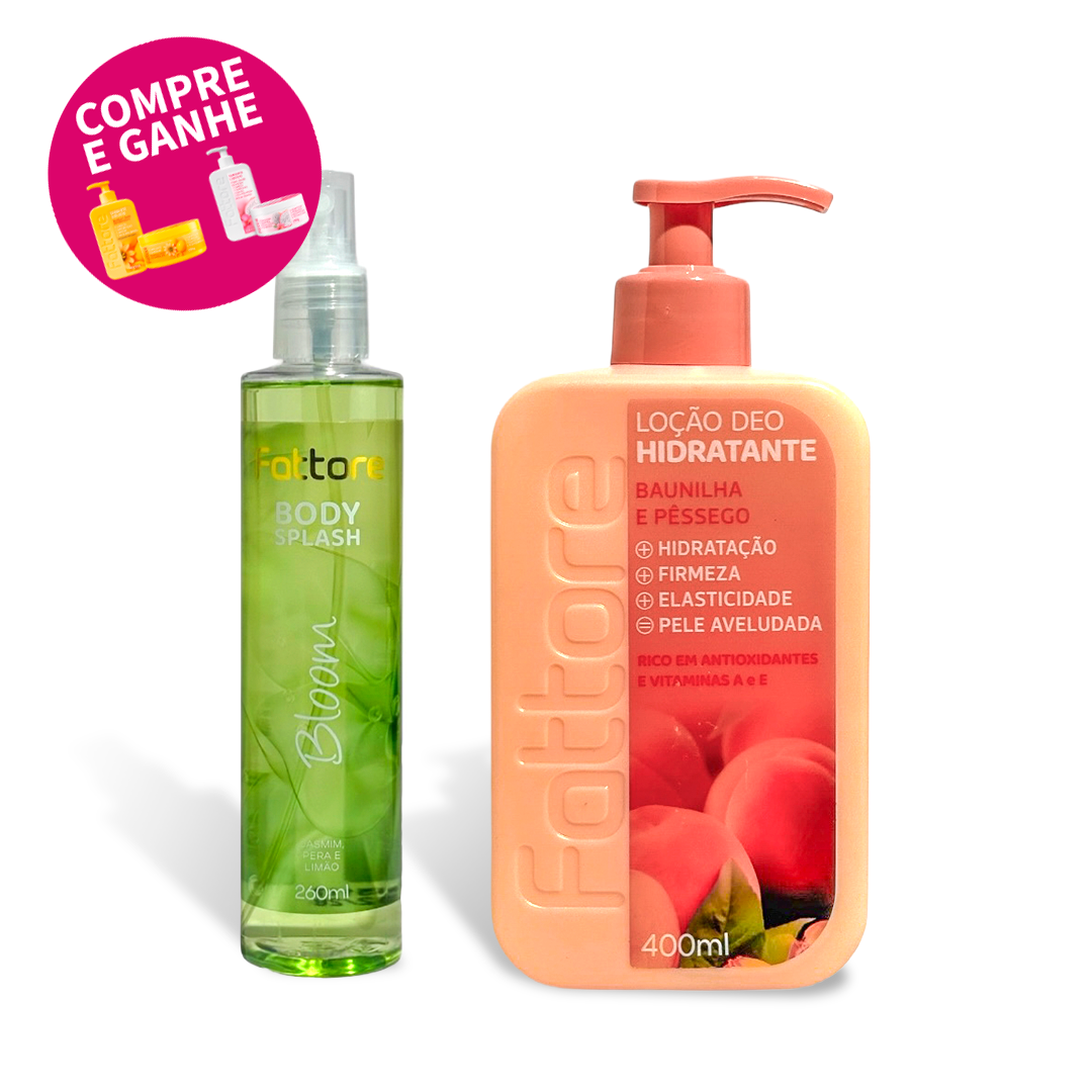 Kit Body Splash Bloom + Hidratante Baunilha e Pêssego – Hidratação e Perfume Envolvente
