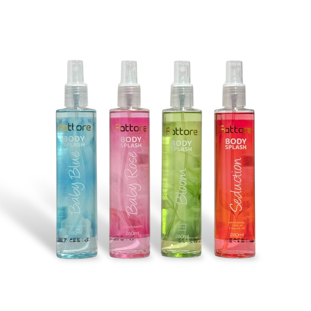 Fattore Kit Body Splash - Alta Fixação, Perfume Duradouro (4 Itens)