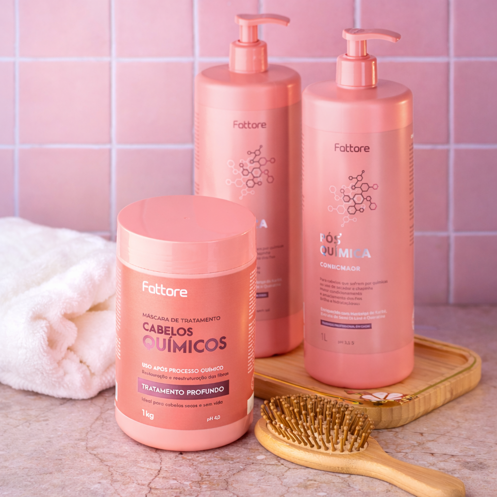 Fattore Kit Pós Quimica - Shampoo 1L + Condicionador 1L + Máscara 1KG