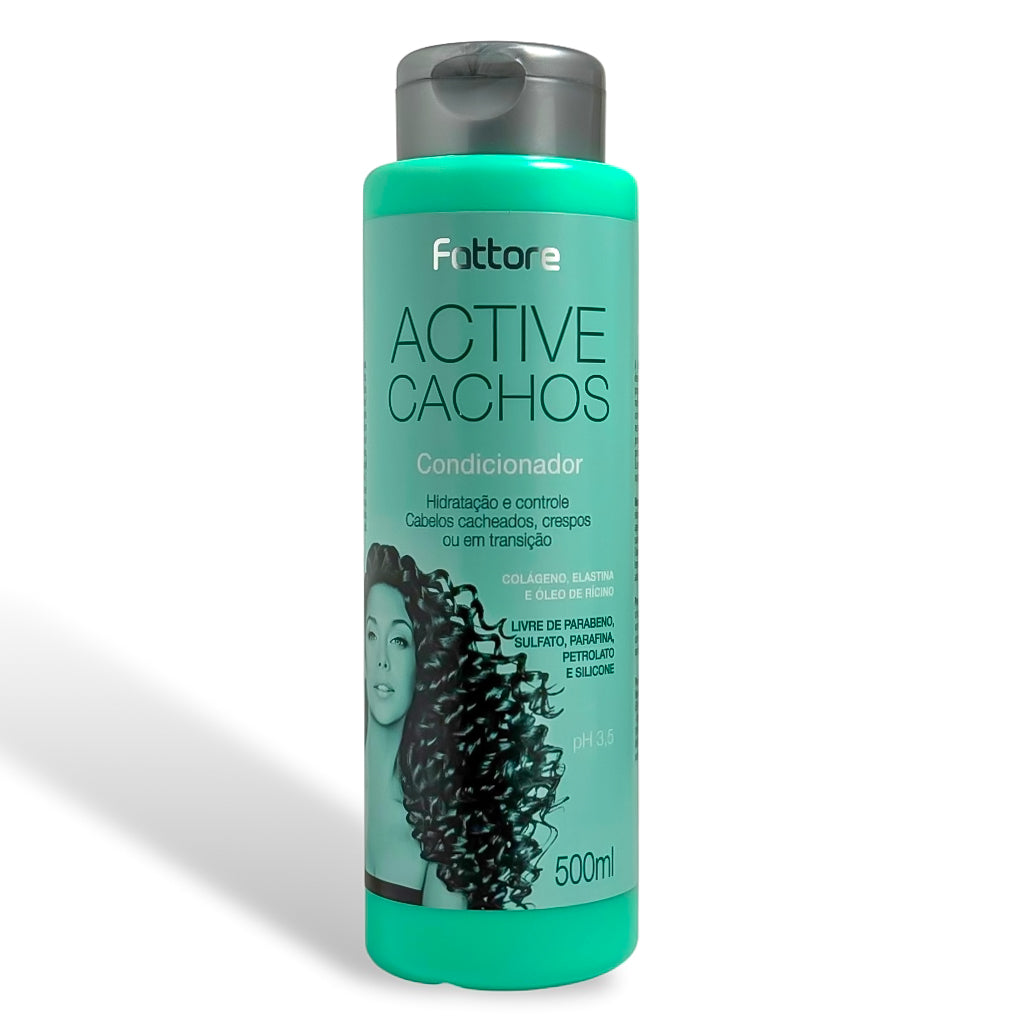 Fattore Condicionador Active Cachos 500ml – Hidratação e Controle para Cachos
