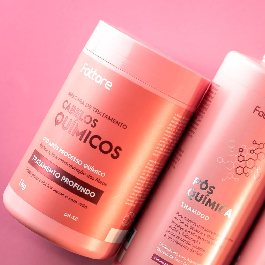 Fattore Kit Pós Quimica - Shampoo 1L + Condicionador 1L + Máscara 1KG