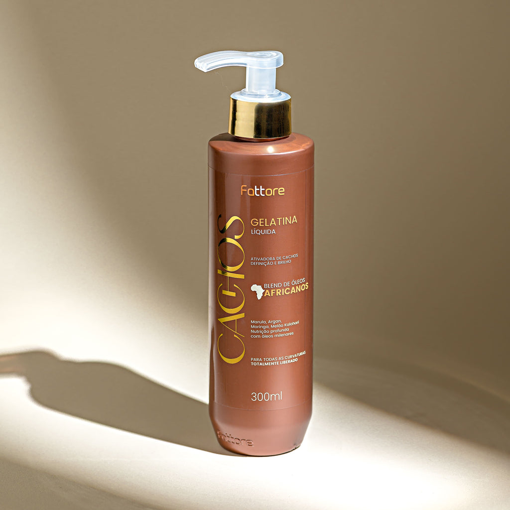 Fattore Gelatina Líquida Cachos Óleos Africanos 300ml – Definição e Brilho