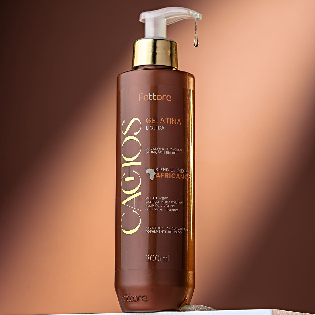 Fattore Gelatina Líquida Cachos Óleos Africanos 300ml – Definição e Brilho