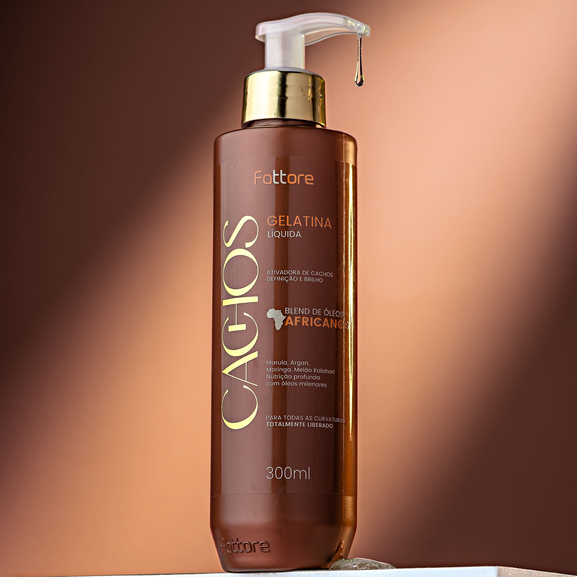 Fattore Gelatina Líquida Cachos Óleos Africanos 300ml – Definição e Brilho