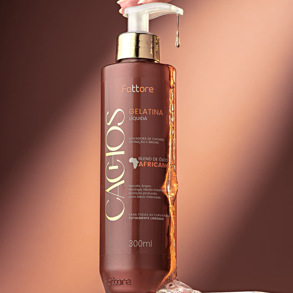 Fattore Gelatina Líquida Cachos Óleos Africanos 300ml – Definição e Brilho