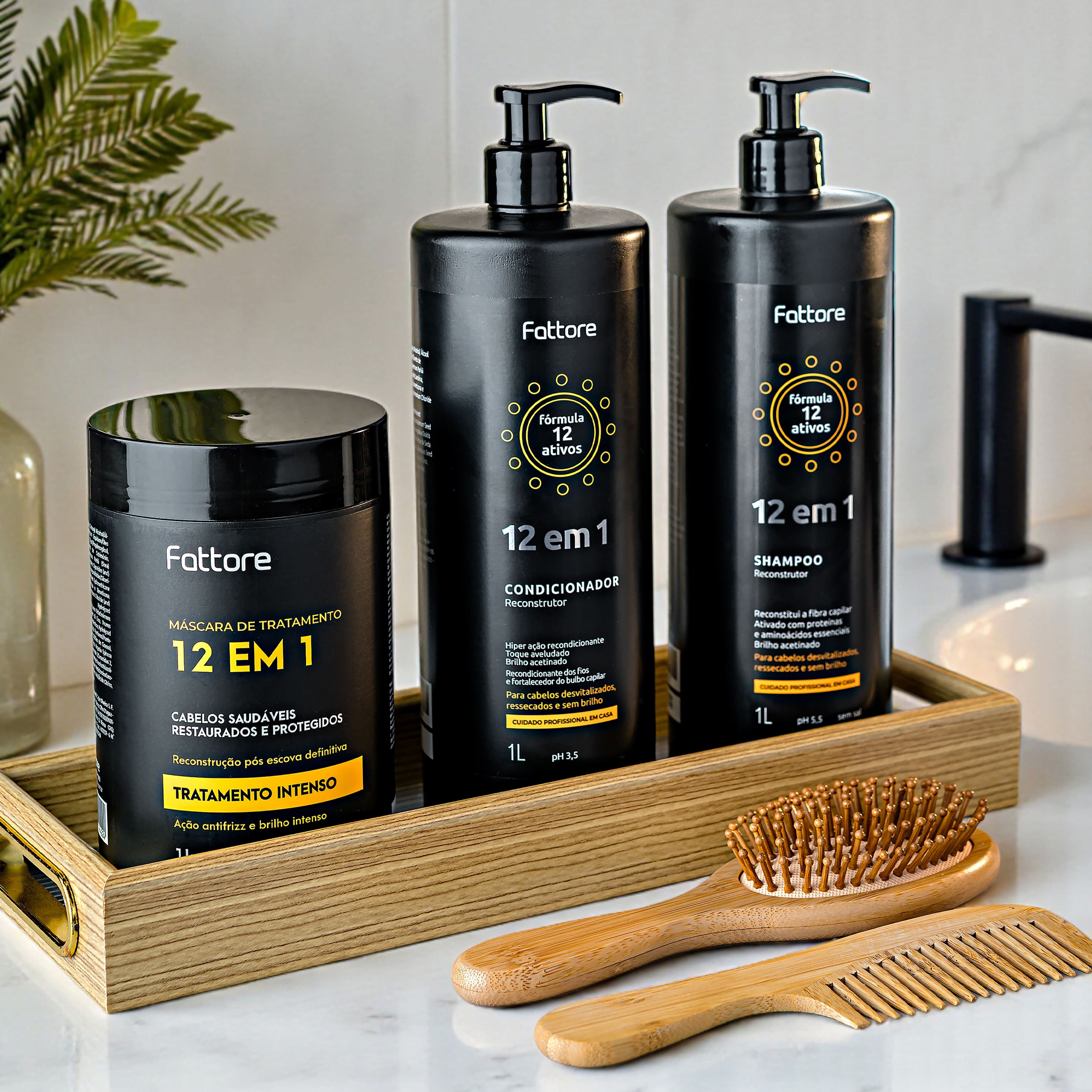 KIT FATTORE 12 EM 1 SHAMPOO + CONDICIONADOR 1L + MÁSCARA 1KG