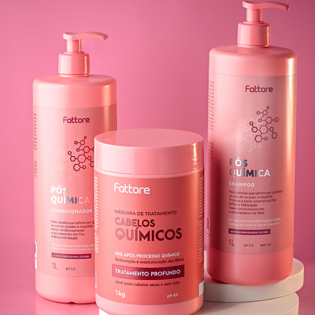 Fattore Kit Pós Quimica - Shampoo 1L + Condicionador 1L + Máscara 1KG
