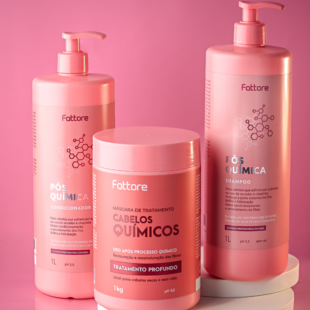 Fattore Kit Pós Quimica - Shampoo 1L + Condicionador 1L + Máscara 1KG