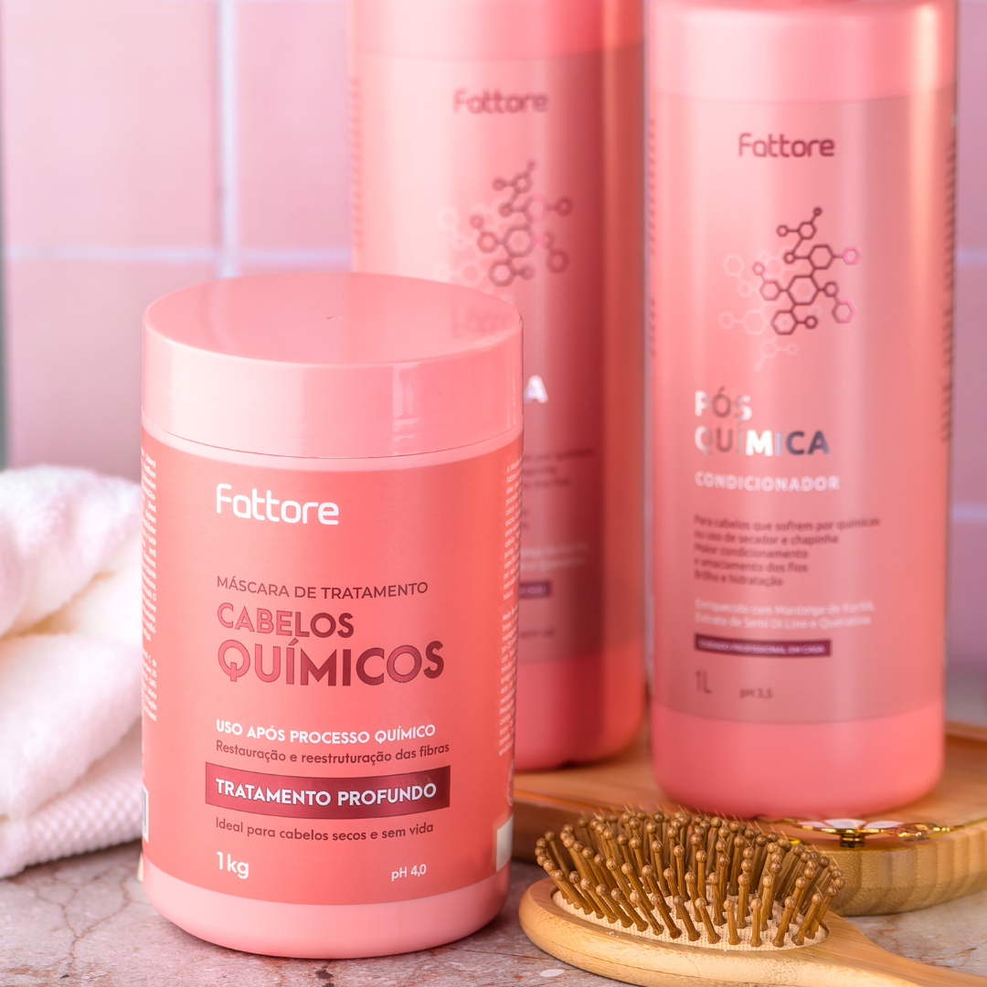Fattore Kit Pós Quimica - Shampoo 1L + Condicionador 1L + Máscara 1KG