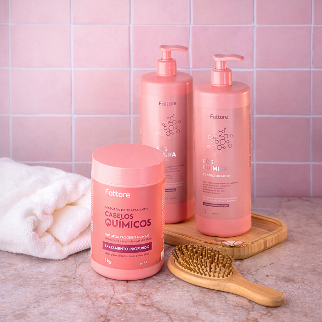 Fattore Kit Pós Quimica - Shampoo 1L + Condicionador 1L + Máscara 1KG