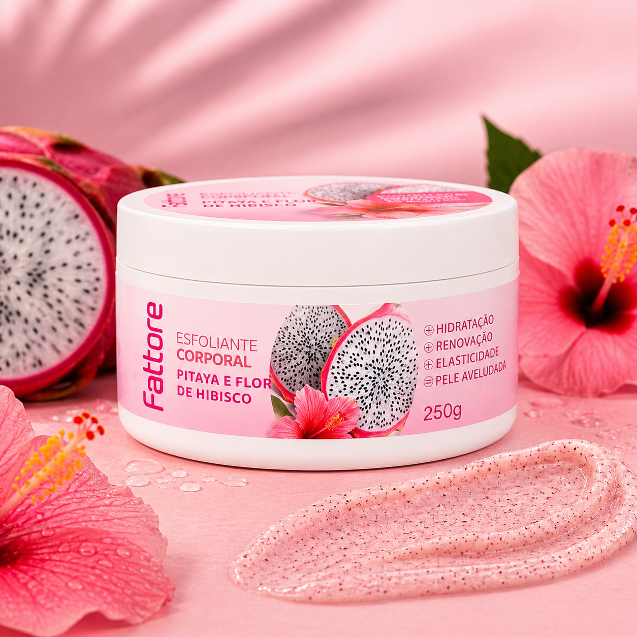Esfoliante Corporal Pitaya e Flor de Hibisco – Esfoliação, Hidratação e Maciez Profunda