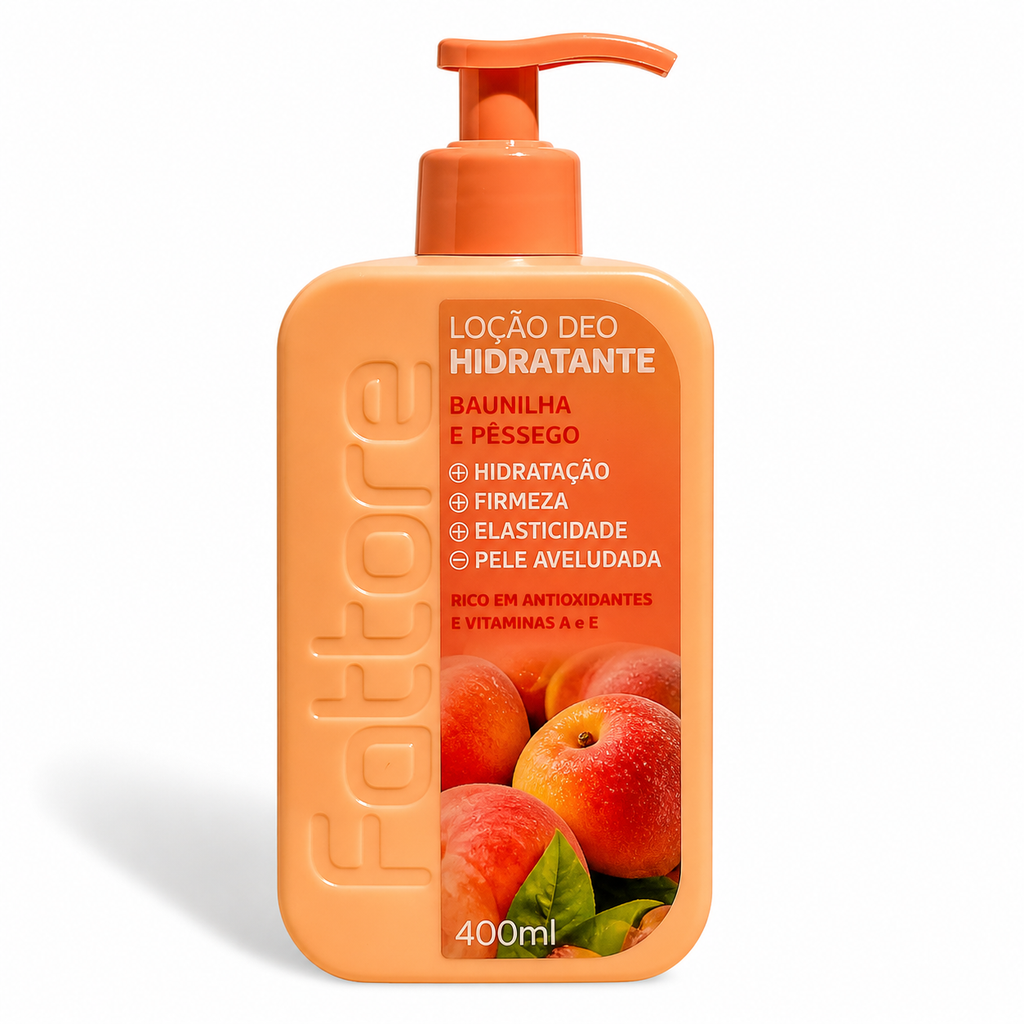 Fattore Loção Deo Hidratante Baunilha e Pêssego 400ml – Hidratação e Maciez