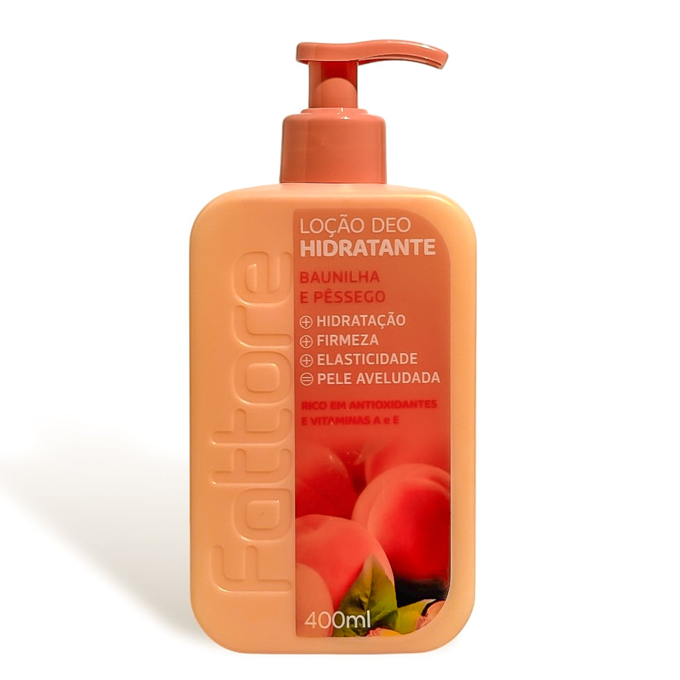 Fattore Loção Deo Hidratante Baunilha e Pêssego 400ml – Hidratação e Maciez