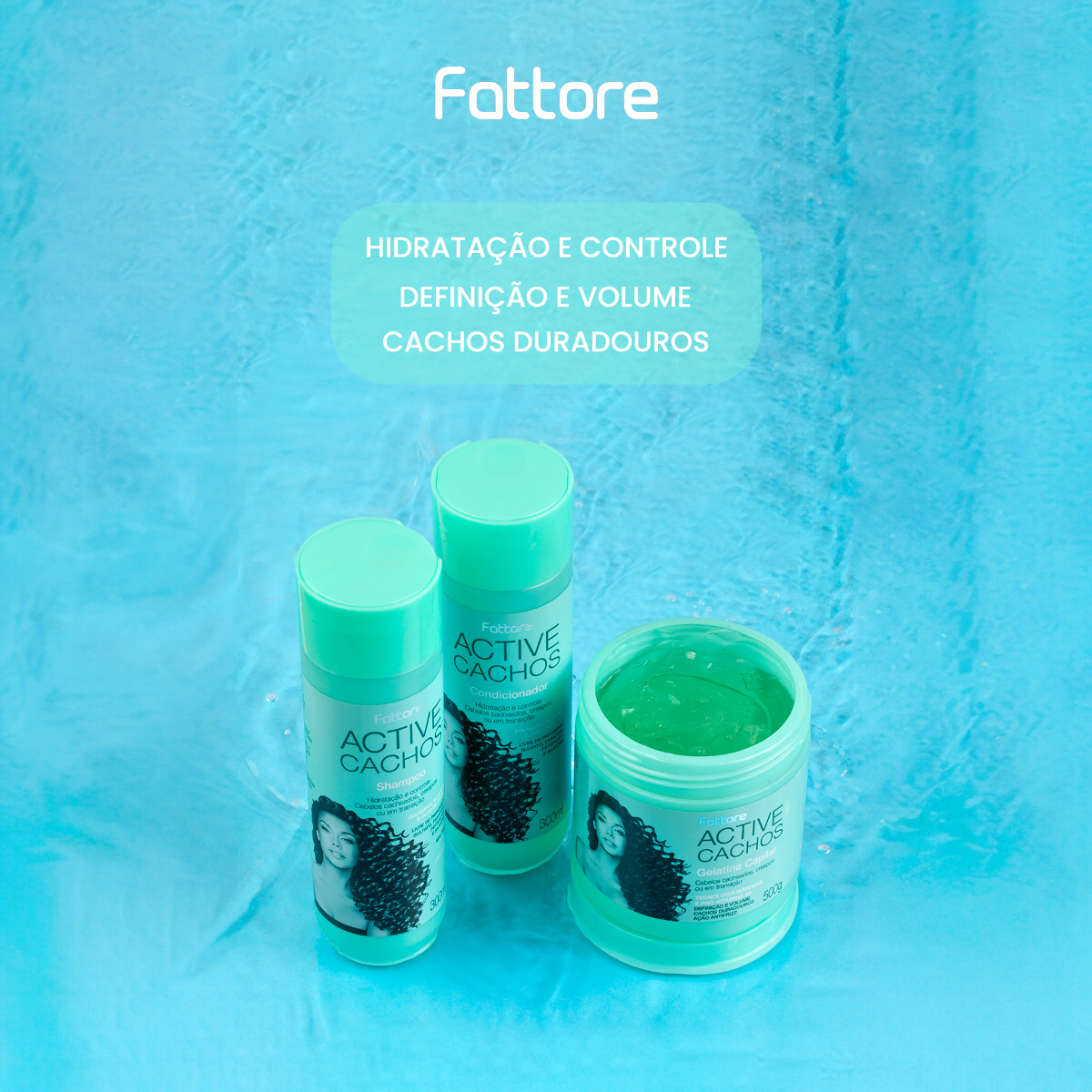 Fattore Condicionador Active Cachos 300ml – Hidratação e Controle para Cachos