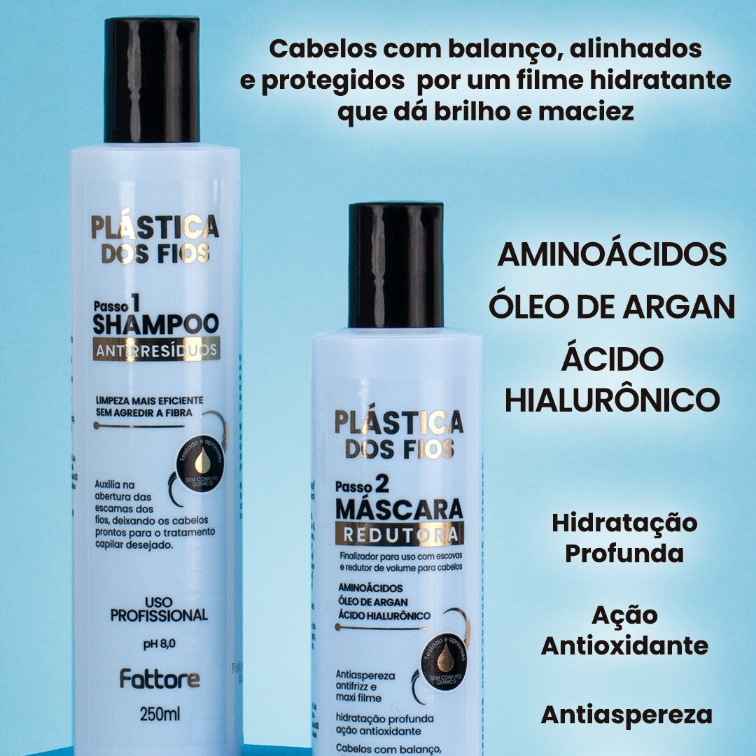Fattore Kit Profissional Plástica dos Fios Shampoo Antirresíduos + Máscara Redutora – 250ml