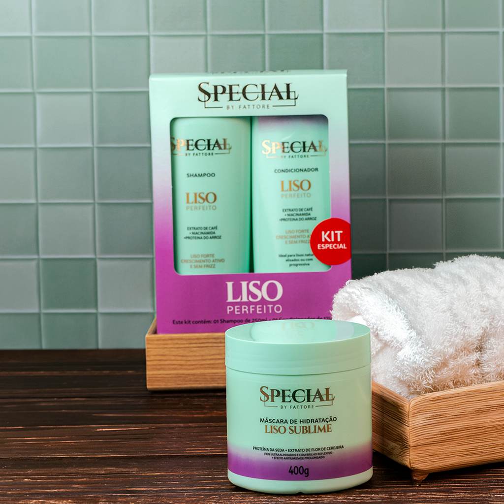 Kit Completo Liso Perfeito - Shampoo + Condicionador + Máscara Special By Fattore