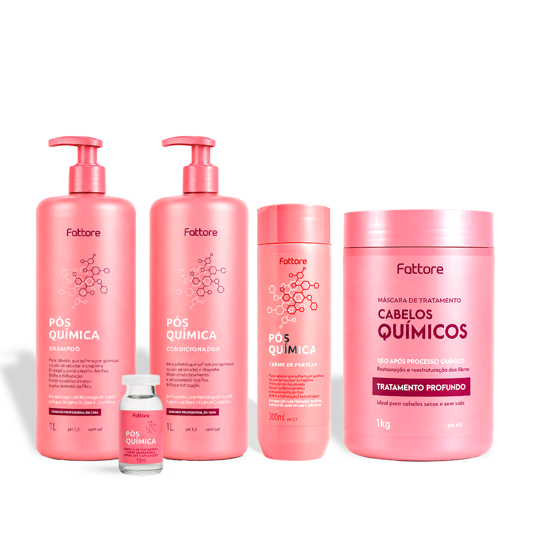 Kit Profissional Pós Química Completo – Para Cabelos com Química e Danificados (5 Itens)