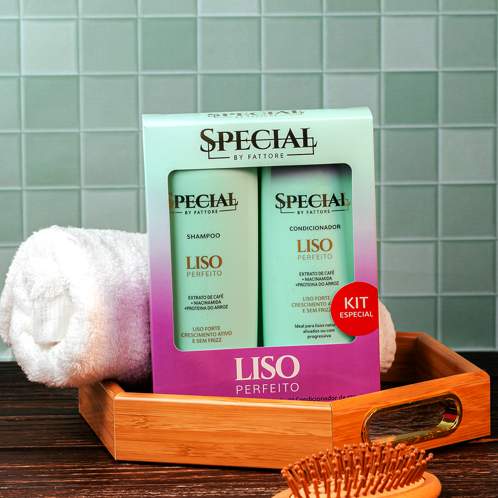 Kit Liso Perfeito Special by Fattore Shampoo 250ml + Condicionador 175ml – Antifrizz, Brilho e Maciez