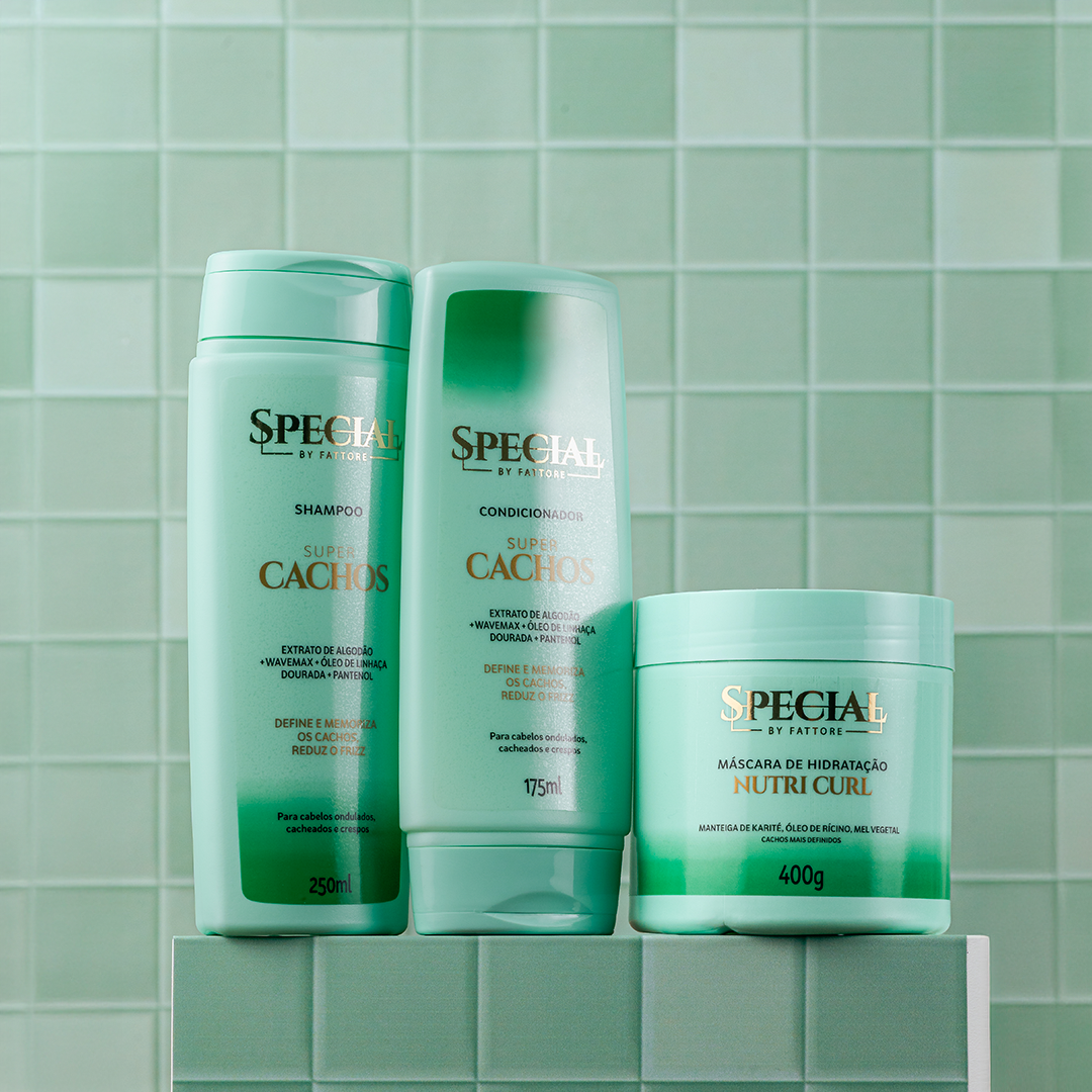 Kit Completo Super Cachos - Shampoo + Condicionador + Máscara Special by Fattore