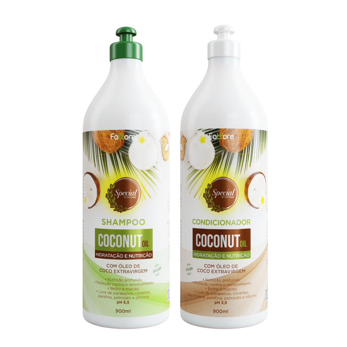 Kit Óleo de Coco Special By Fattore Shampoo 900ml + Condicionador 900ml