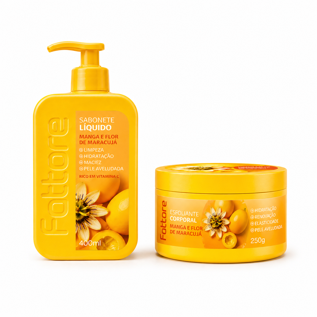 Kit Sabonete e Esfoliante Manga e Flor de Maracujá – Limpeza, Hidratação e Pele Lisa