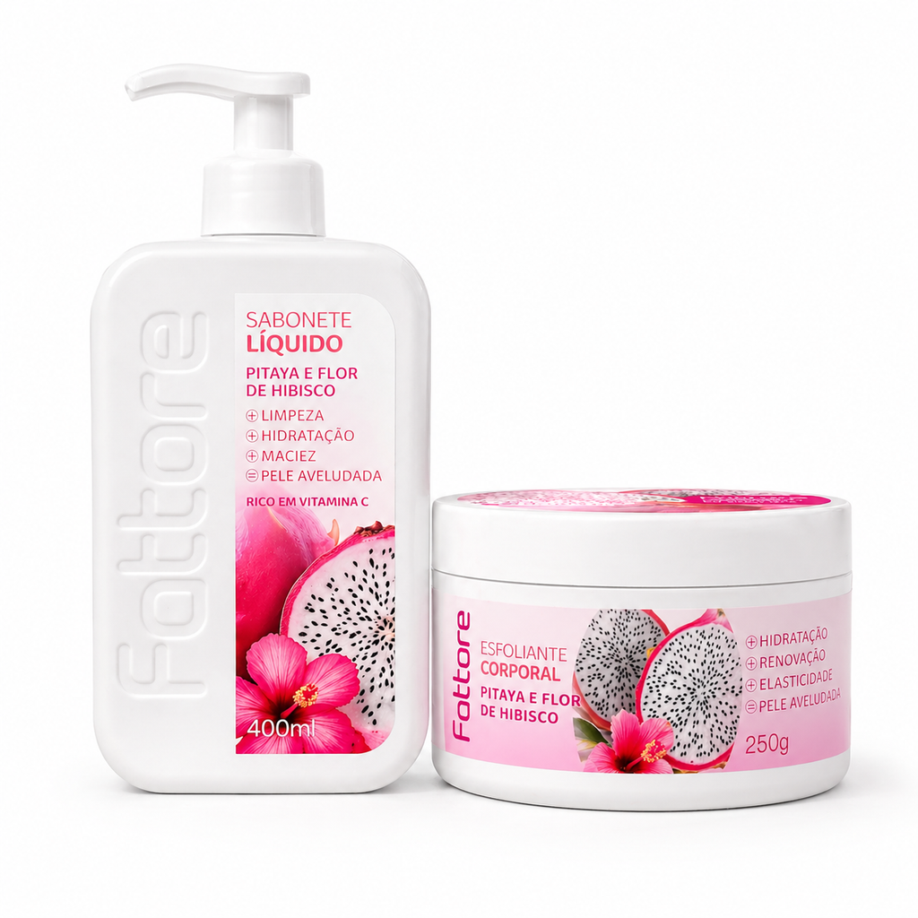 Kit Sabonete e Esfoliante Pitaya e Flor de Hibisco – Limpeza, Hidratação e Pele Lisa