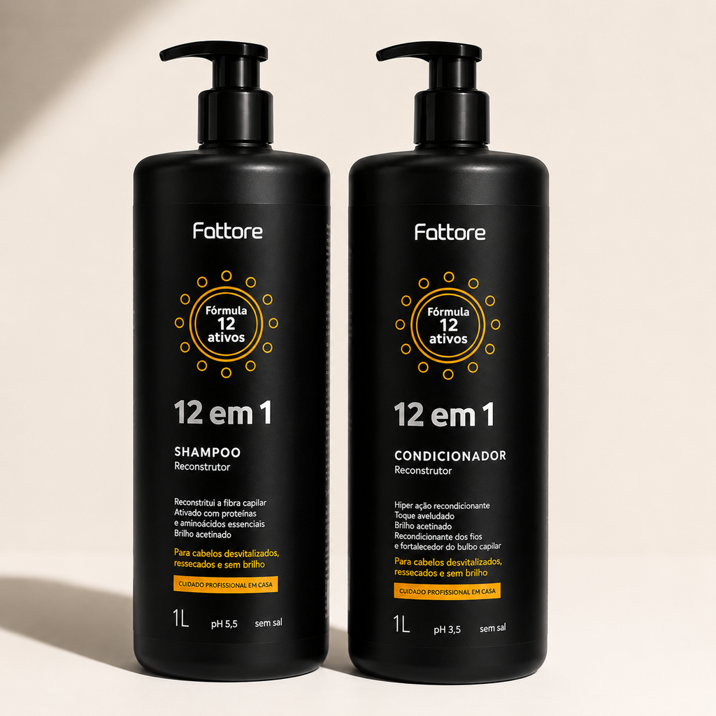 Kit Fattore 12 em 1 – Shampoo 1L + Condicionador 1L