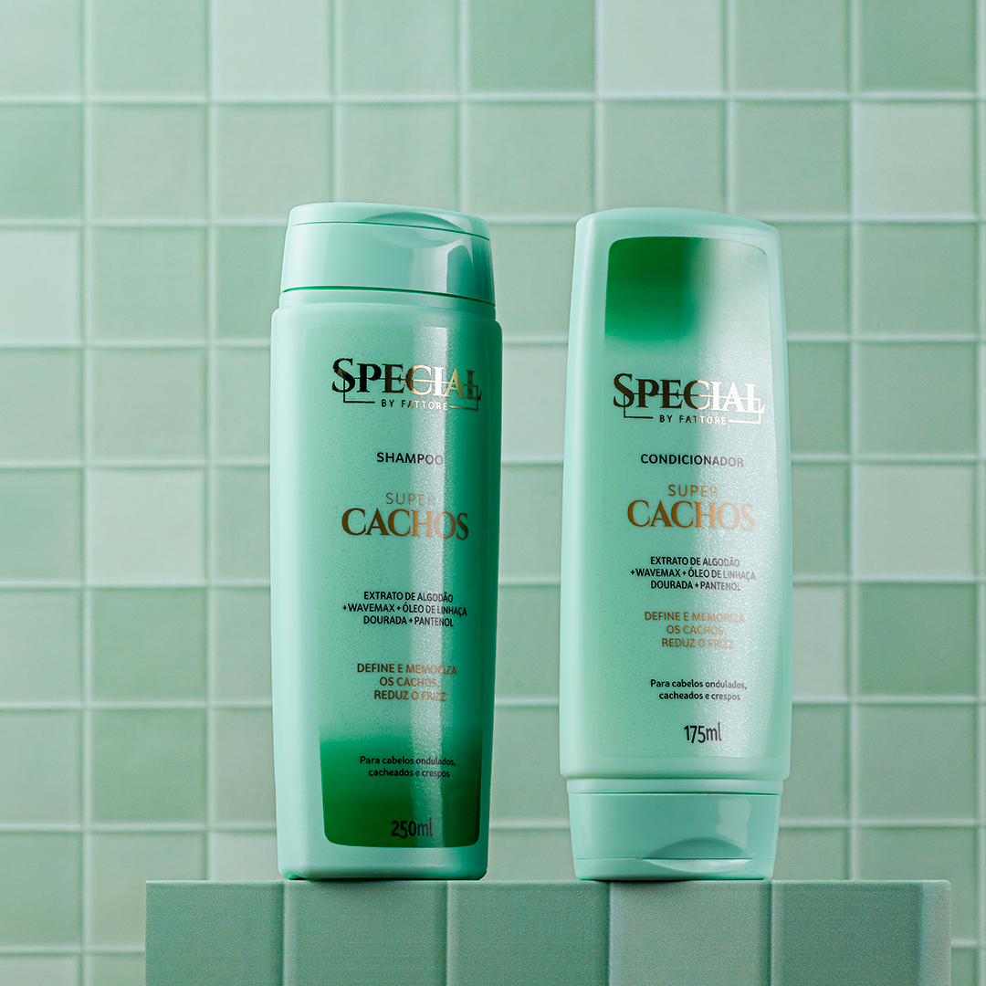 Kit Super Cachos Special by Fattore Shampoo 250ml + Condicionador 175ml – Definição e Controle do Frizz
