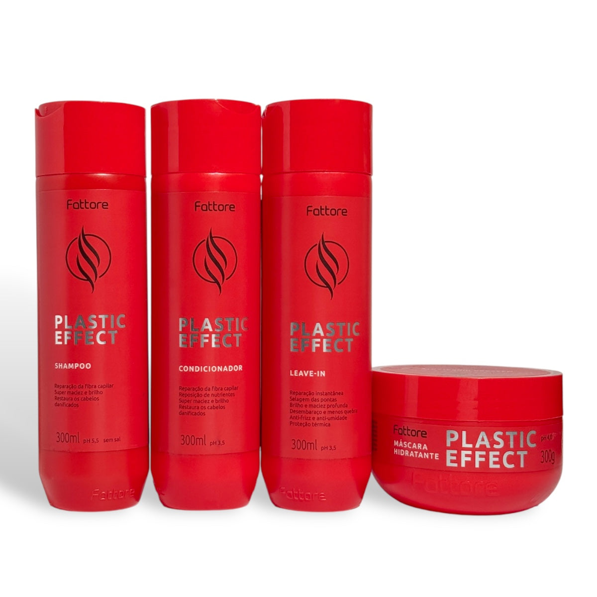 Fattore Kit Plastic Effect – Fios Alinhados com Brilho Intenso (4 Itens)