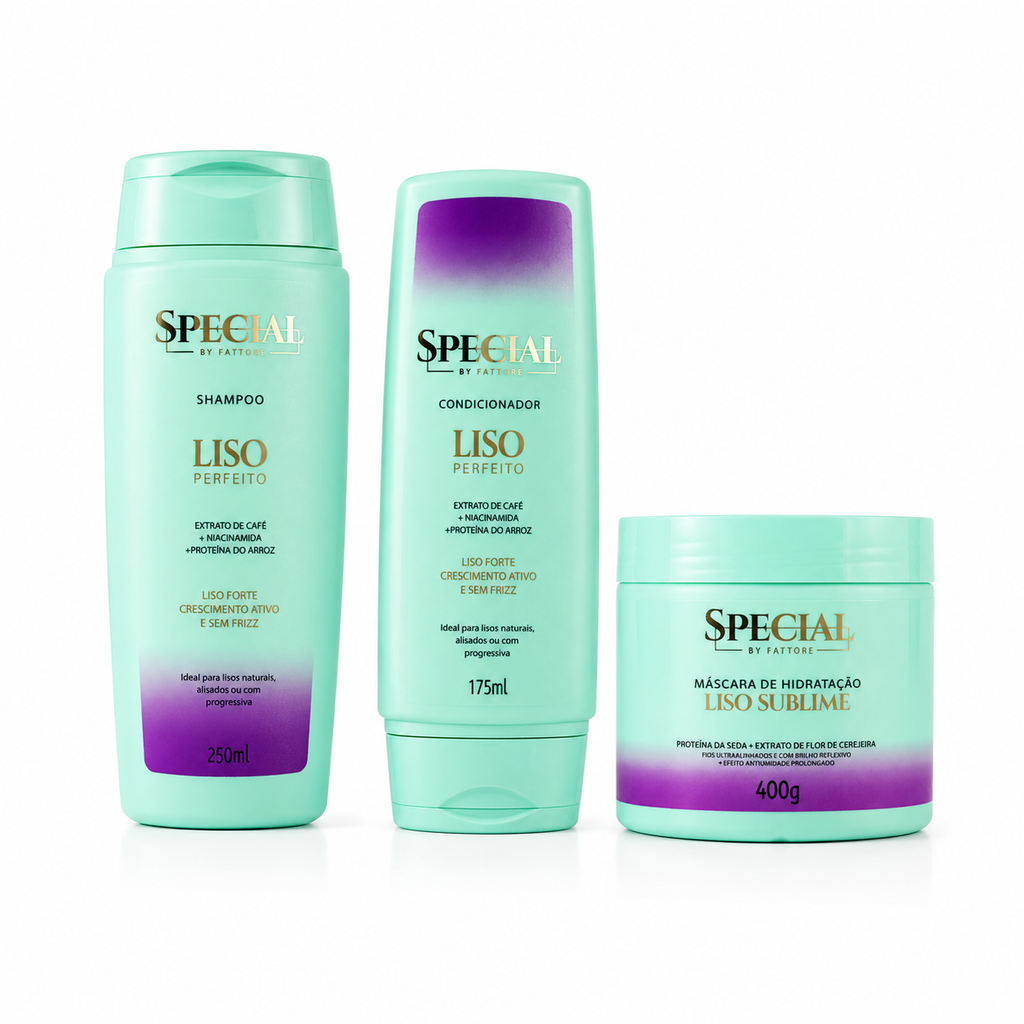 Kit Completo Liso Perfeito - Shampoo + Condicionador + Máscara Special By Fattore