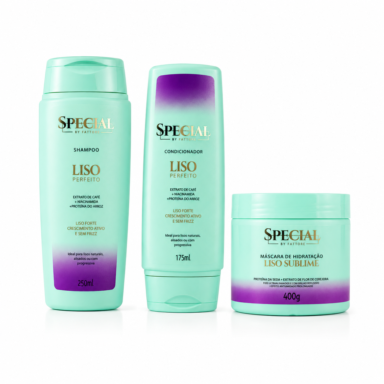 Kit Completo Liso Perfeito - Shampoo + Condicionador + Máscara Special By Fattore