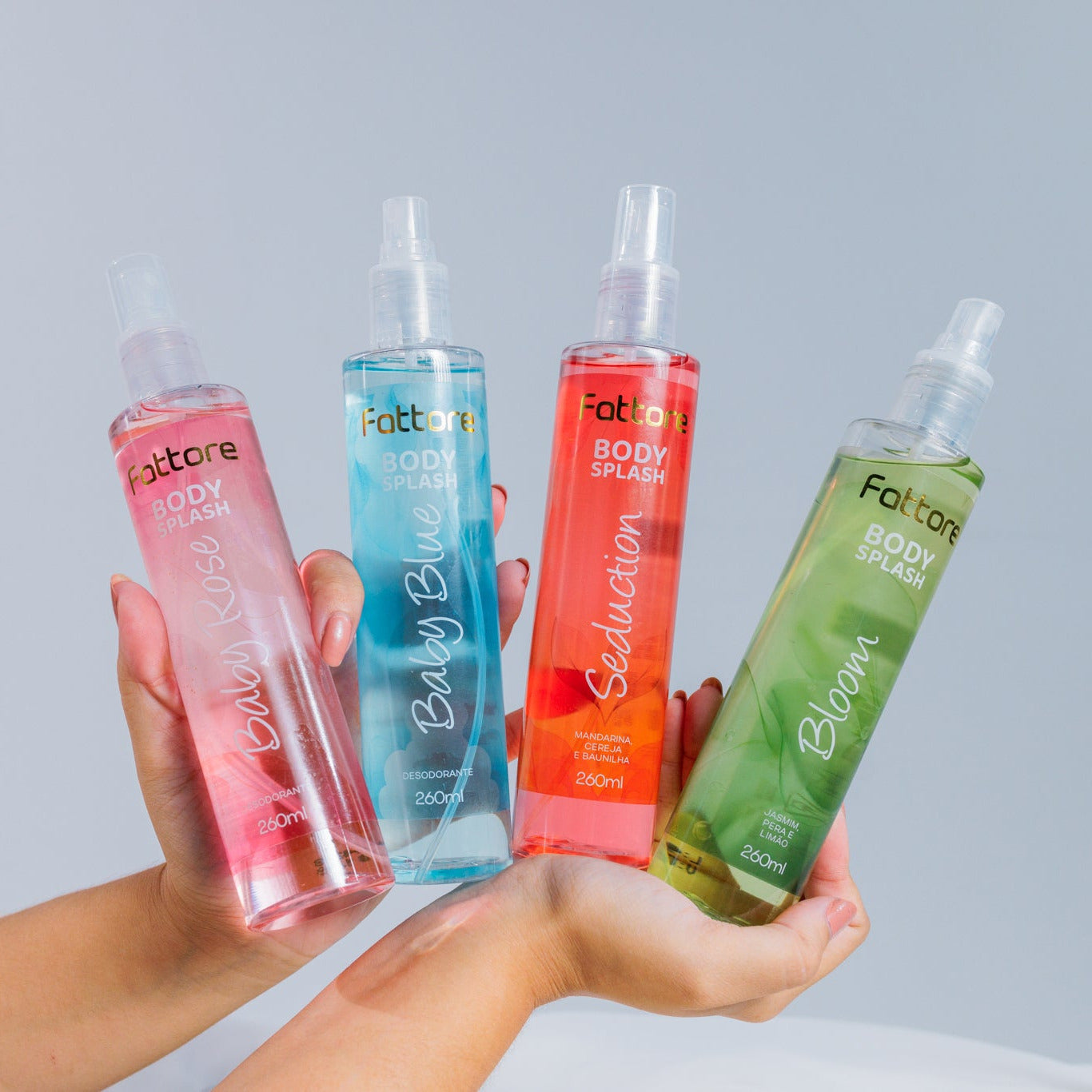 Fattore Kit Body Splash - Alta Fixação, Perfume Duradouro (4 Itens)