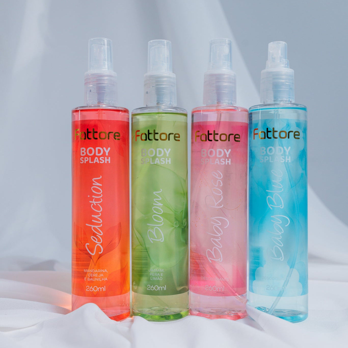 Fattore Kit Body Splash - Alta Fixação, Perfume Duradouro (4 Itens)