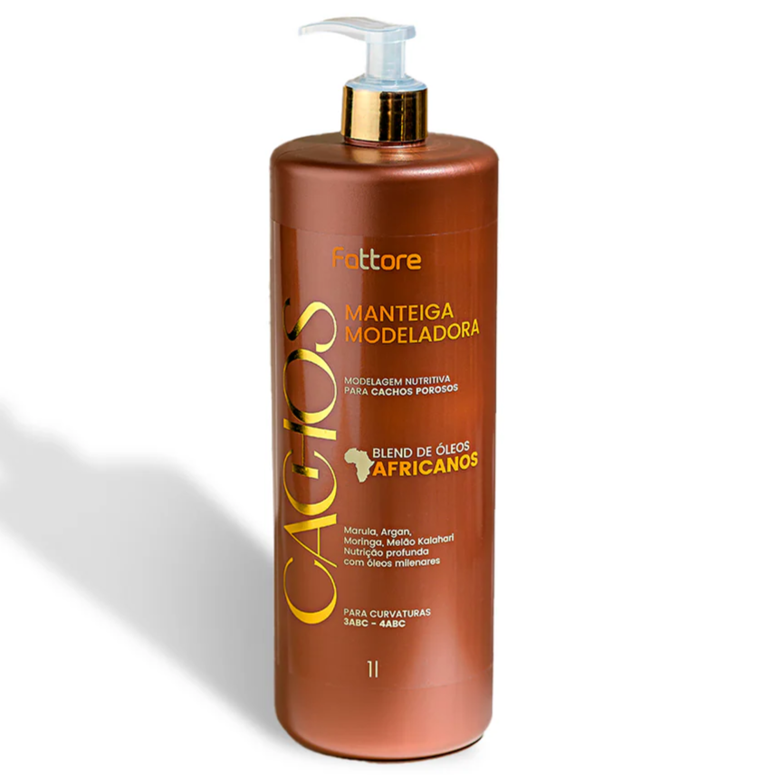 Kit Cachos Óleos Africanos Manteiga Modeladora 1L + Gelatina Líquida 300ml