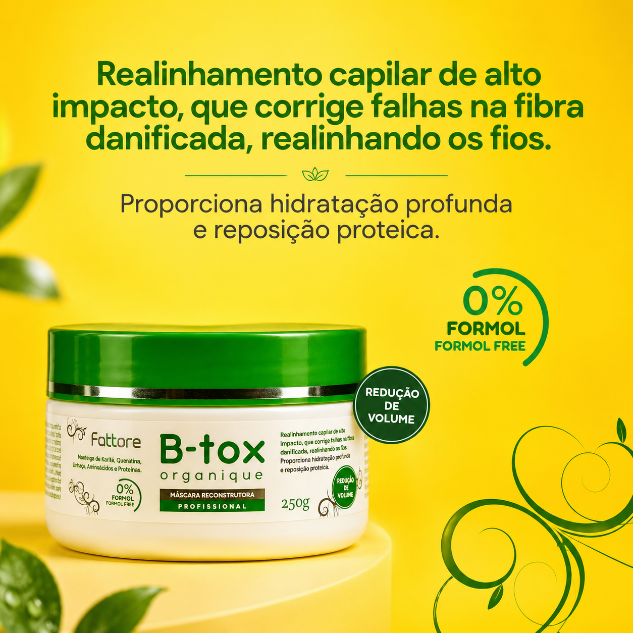 KIT Botox Capilar Shampoo 300ml + Máscara Reconstrutora 250g - Sem Formol Detox Antirresíduos