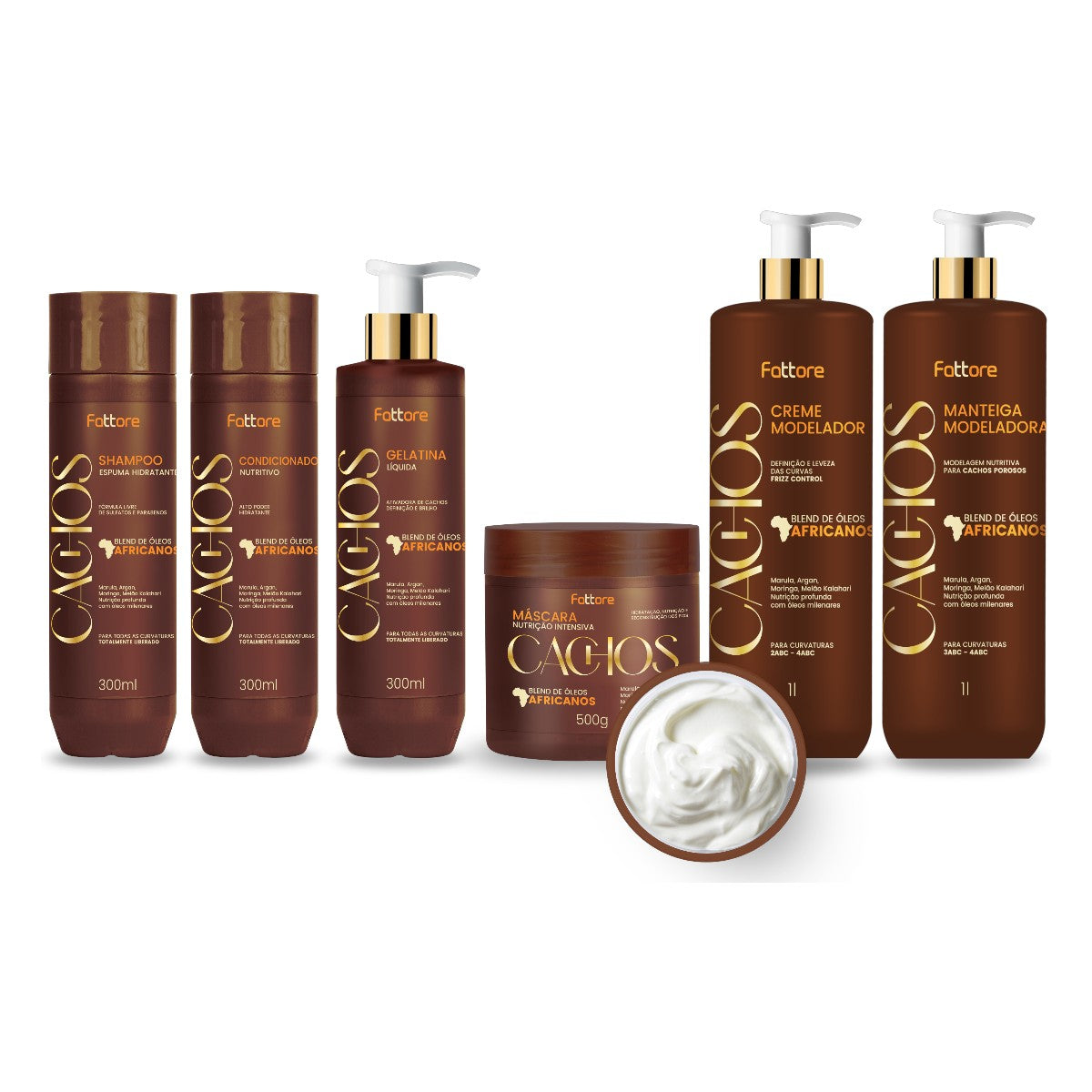 Fattore Kit Cachos Nutrição com Blend de Óleos Africanos (6 Itens)