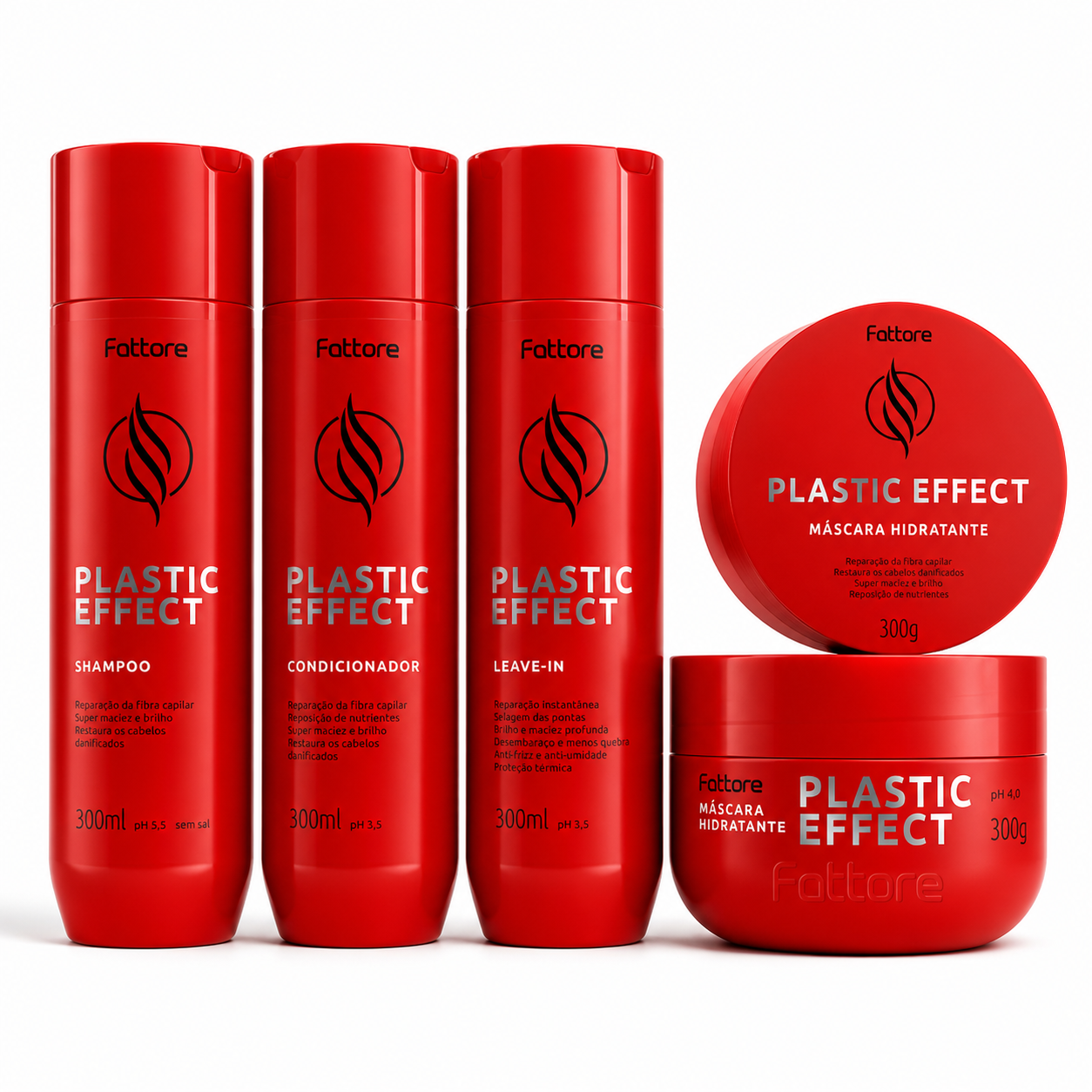 Fattore Kit Plastic Effect – Fios Alinhados com Brilho Intenso (4 Itens)