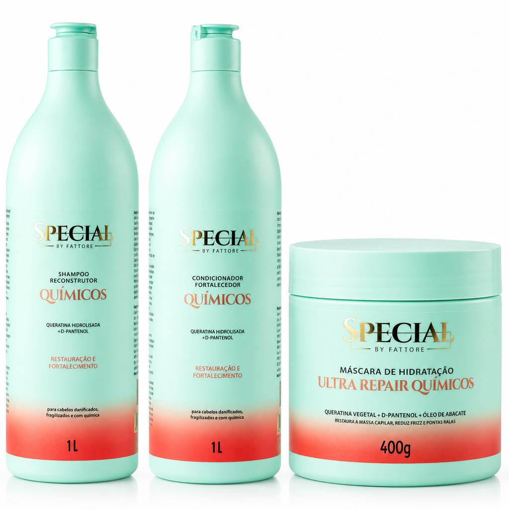 Kit Pós Química Shampoo e Condicionador 1L + Máscara 400g - Special By Fattore